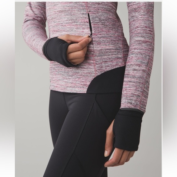 LULULEMON Runderful Zip Long Sleeve Shirt Jacket Space Dye Camo Berry Sz 8 M - Picture 2 of 11